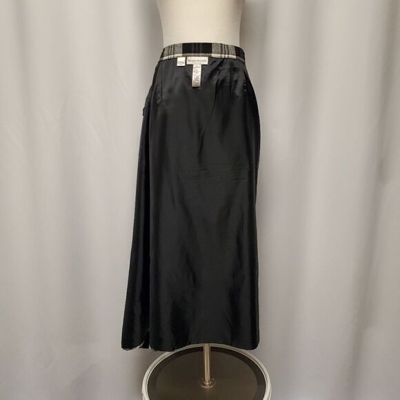 Vintage 90s y2k Evan Picone Wool Blend Black White Tartan Plaid Wrap Skirt Kilt - Picture 2 of 8
